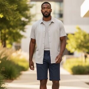 Kit and Ace Navigator Shorts Mens 32 Navy Blue Technical Stretch Commuter 8"